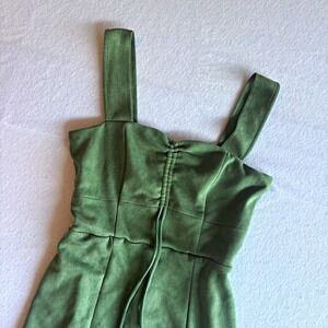 Miami for Francesca's Green Satin Sweetheart Strappy Mini Dress Womens S